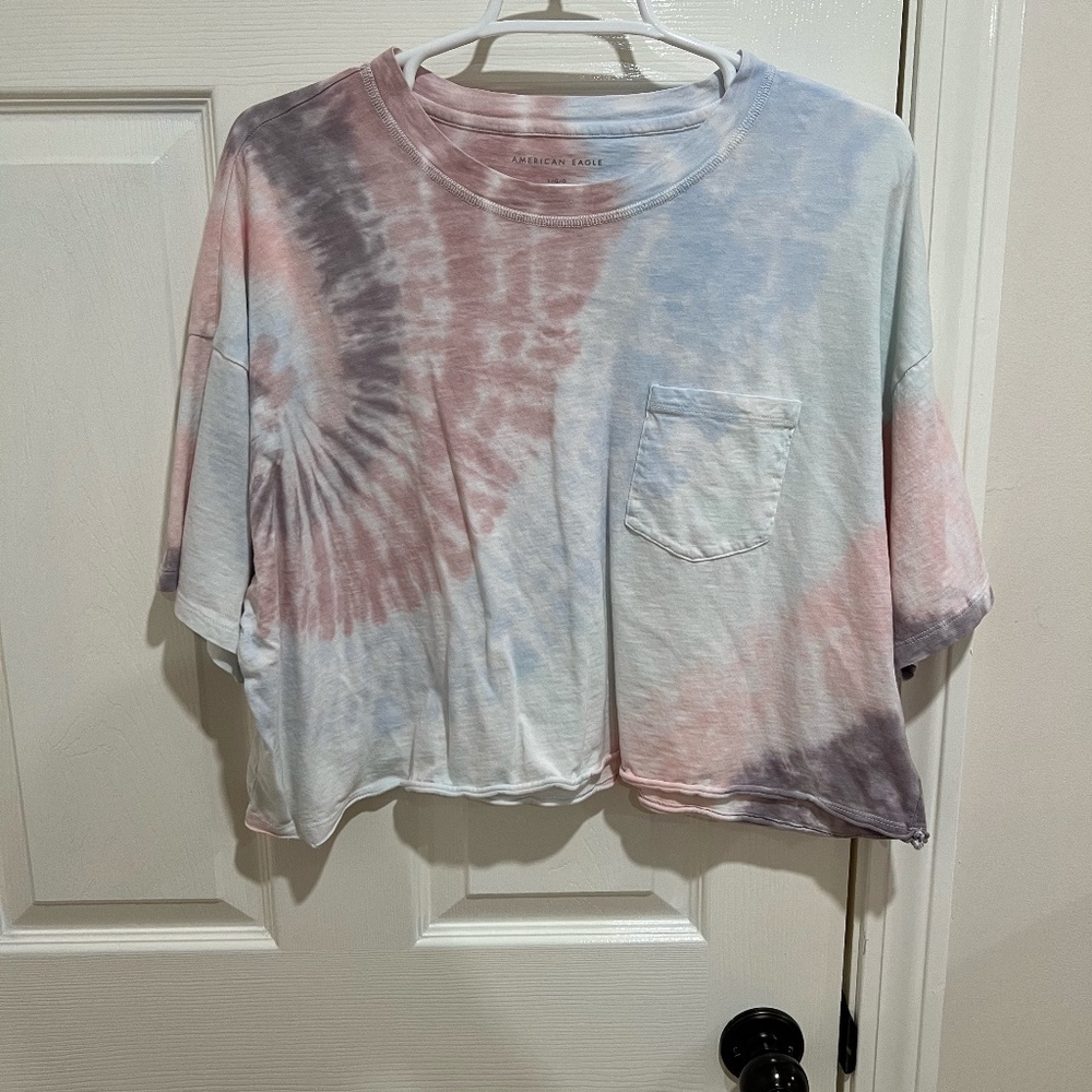 American Eagle Cropped Tie Dye T-Shirt
